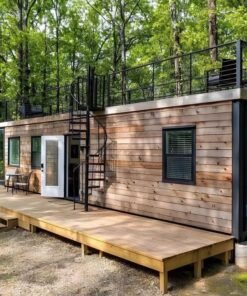 Casa pequeña de lujo 1BHK/1 baño con terraza en la azotea, estructura de madera elegante, totalmente amueblada, instalación moderna en 2 horas y personalizable