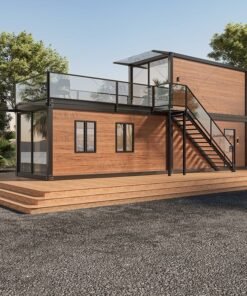 Casa prefabricada dúplex 1BHK con terraza en la azotea, cocina modular y baño totalmente amueblados, 592 pies², casa pequeña, fácil instalación