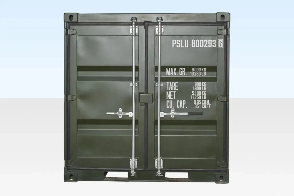 Contenedor marítimo de 8 pies, un solo viaje, verde (RAL 6007) - Imagen 4