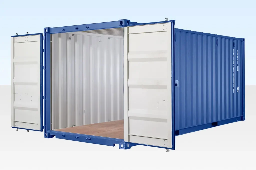 Contenedor de almacenamiento propio de 20 pies con suelo de bambú – Azul (RAL 5010) - Imagen 4