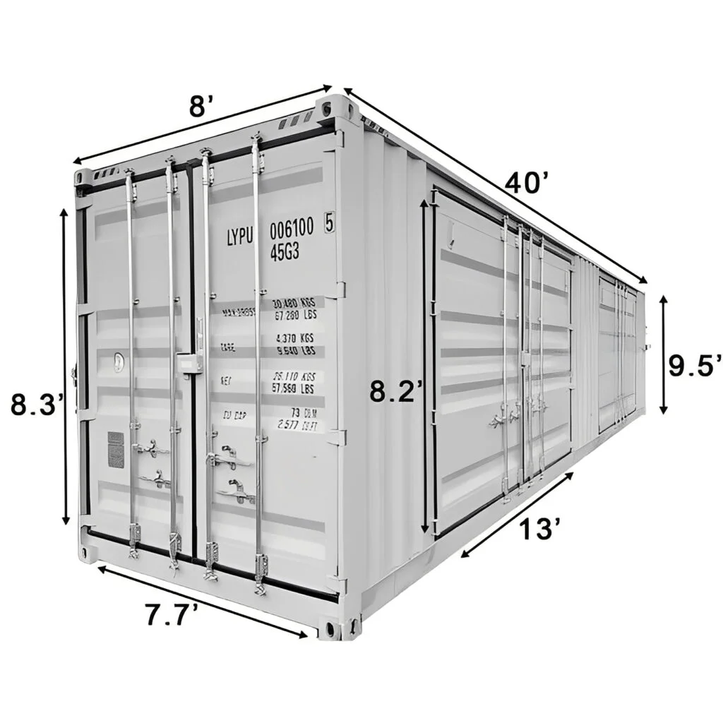 Contenedor de almacenamiento High Cube de 40 pies con 2 puertas laterales - Imagen 7