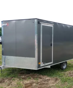 Remolque híbrido Sno Pro 2022 de aluminio de 10 × 12 pies, Hybrid 2.0, con rampa, alfombrillas y guías