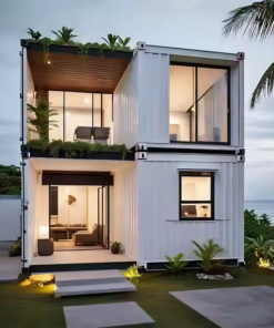 Villa dúplex prefabricada de 2 dormitorios con cocina y baño equipados, azotea, casa pequeña, totalmente amueblada y de lujo asequible