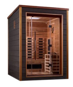 Sauna de espectro completo híbrida PureTech™ Golden Designs “Nora” para 2 personas, interior/exterior (GDI-8222-01)