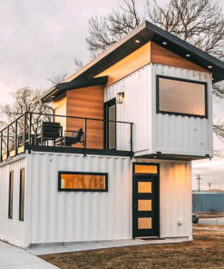 Casa pequeña prefabricada dúplex de 3 dormitorios, totalmente amueblada, con terraza en la azotea y estructura contenedor portátil para familias